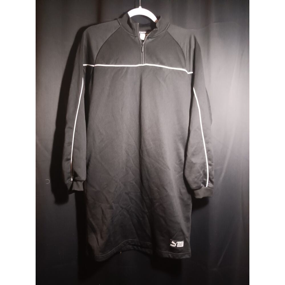 Puma Women Medium Quarter Zip Dress Black Long Sleeve Activewear Athletic C